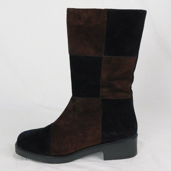Vintage-NWOT Hush Puppie Black/Brown Boots Size 7 - Picture 3 of 9